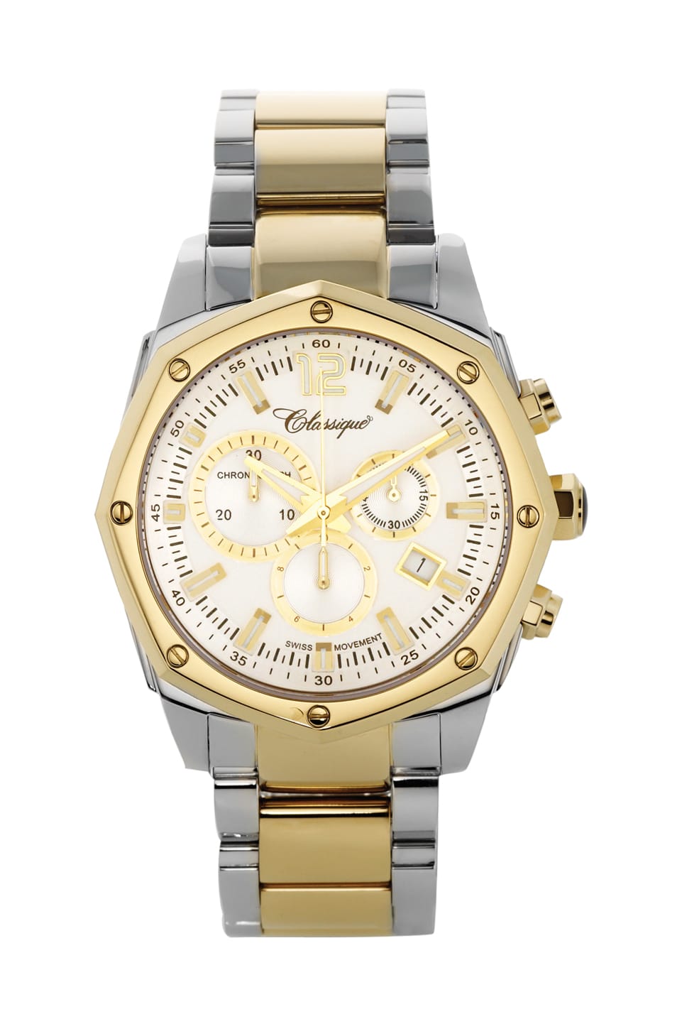 Chronograph 100m Swiss Quartz Gold Plated Watch available at LeGassick Diamonds and Jewellery Gold Coast, Australia.