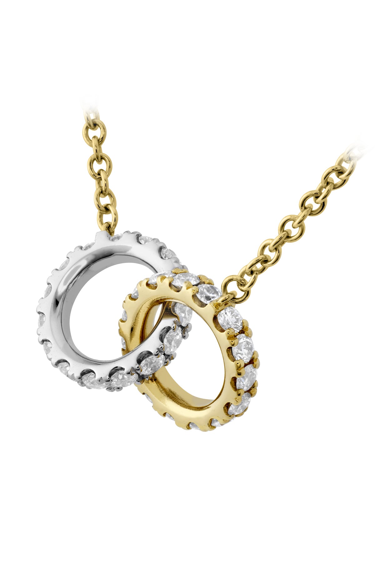 Gold interlocking online circle necklace