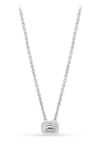 Emerald Cut Basket Set Pendant with Sterling Silver Cable Chain