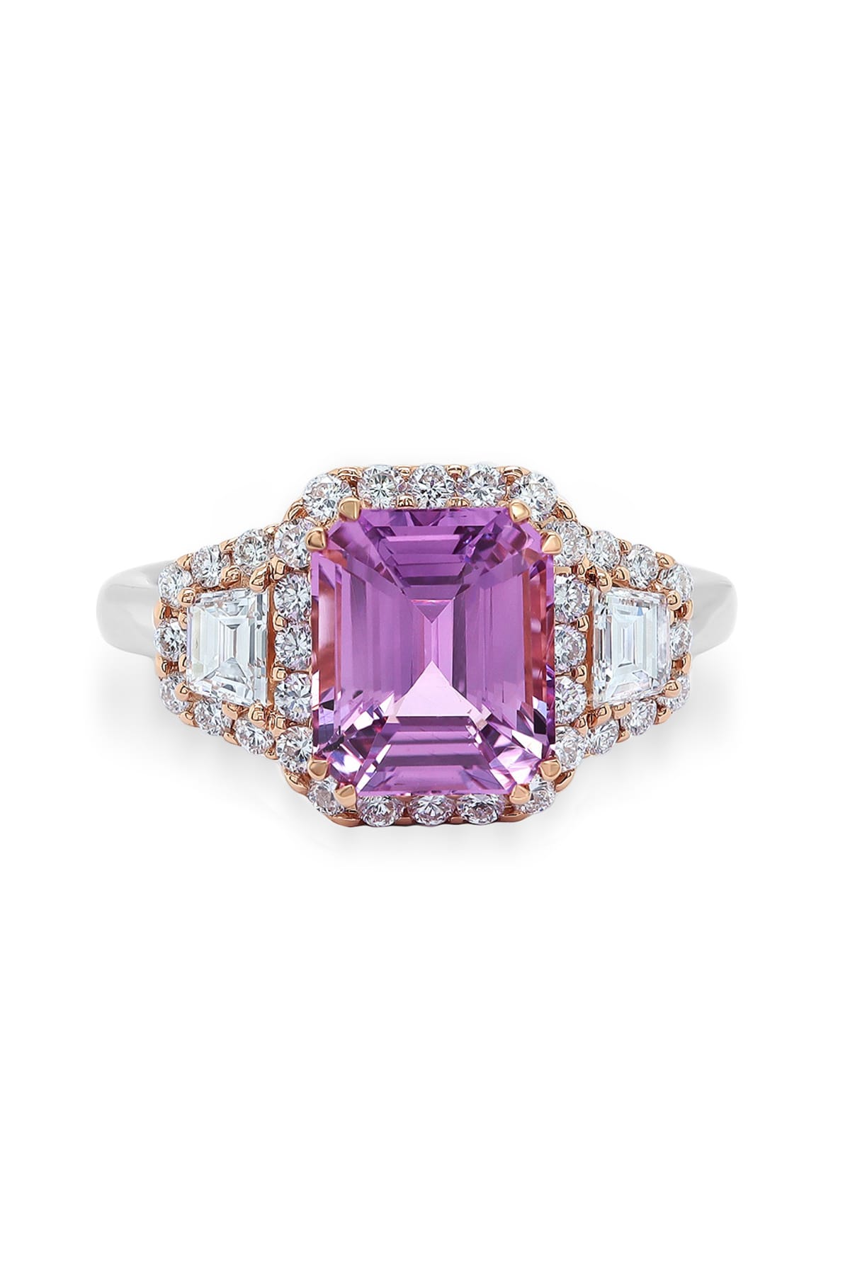 Emerald Cut Pink Sapphire and Diamond Ring at LeGassick Jewellers Gold Coast, Australia