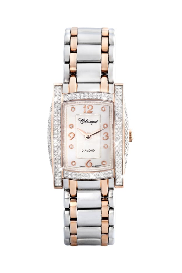 Ladies Diamond Set Swiss Quartz Rose Gold Plated and Stainless Steel Watch available at LeGassick Diamonds and Jewellery Gold Coast, Australia.