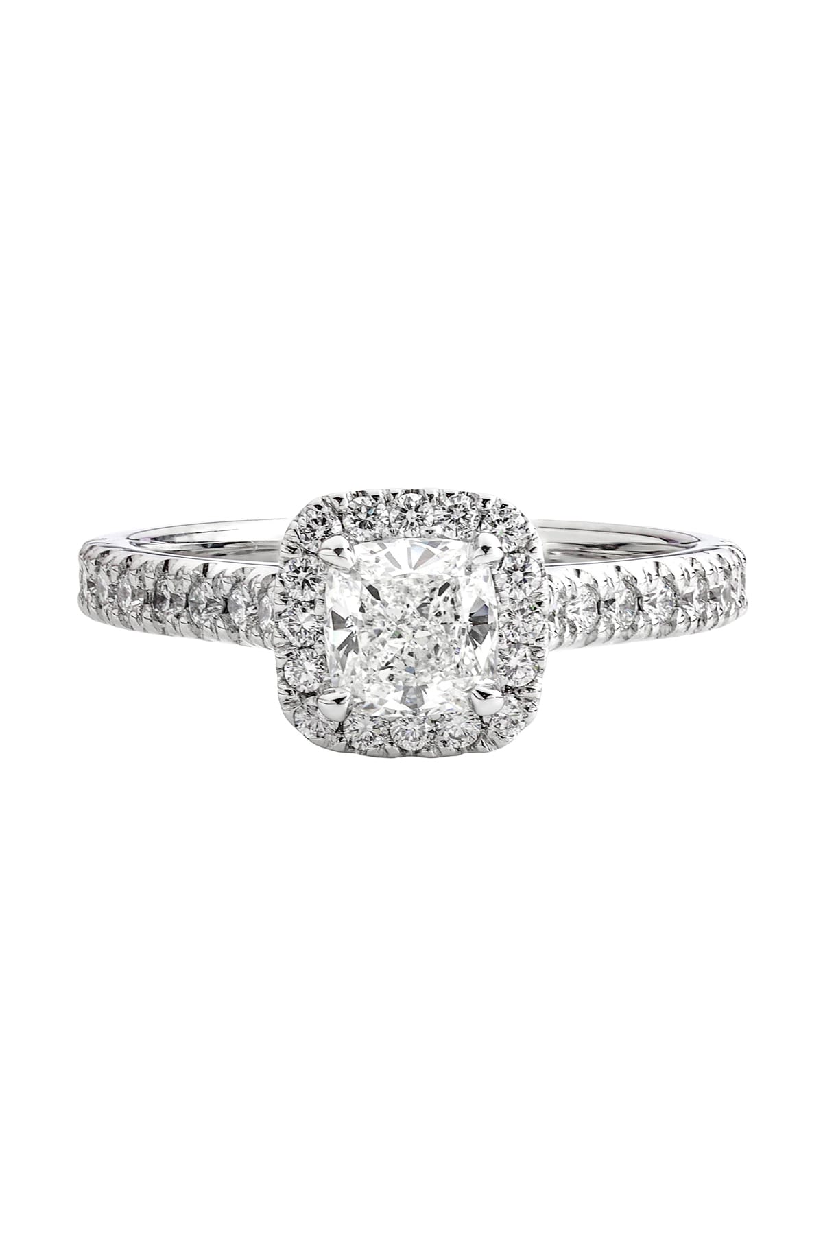 18 carat white gold 1.00ct Cushion Halo Diamond Engagement Ring from LeGassick Diamonds and Jewellery