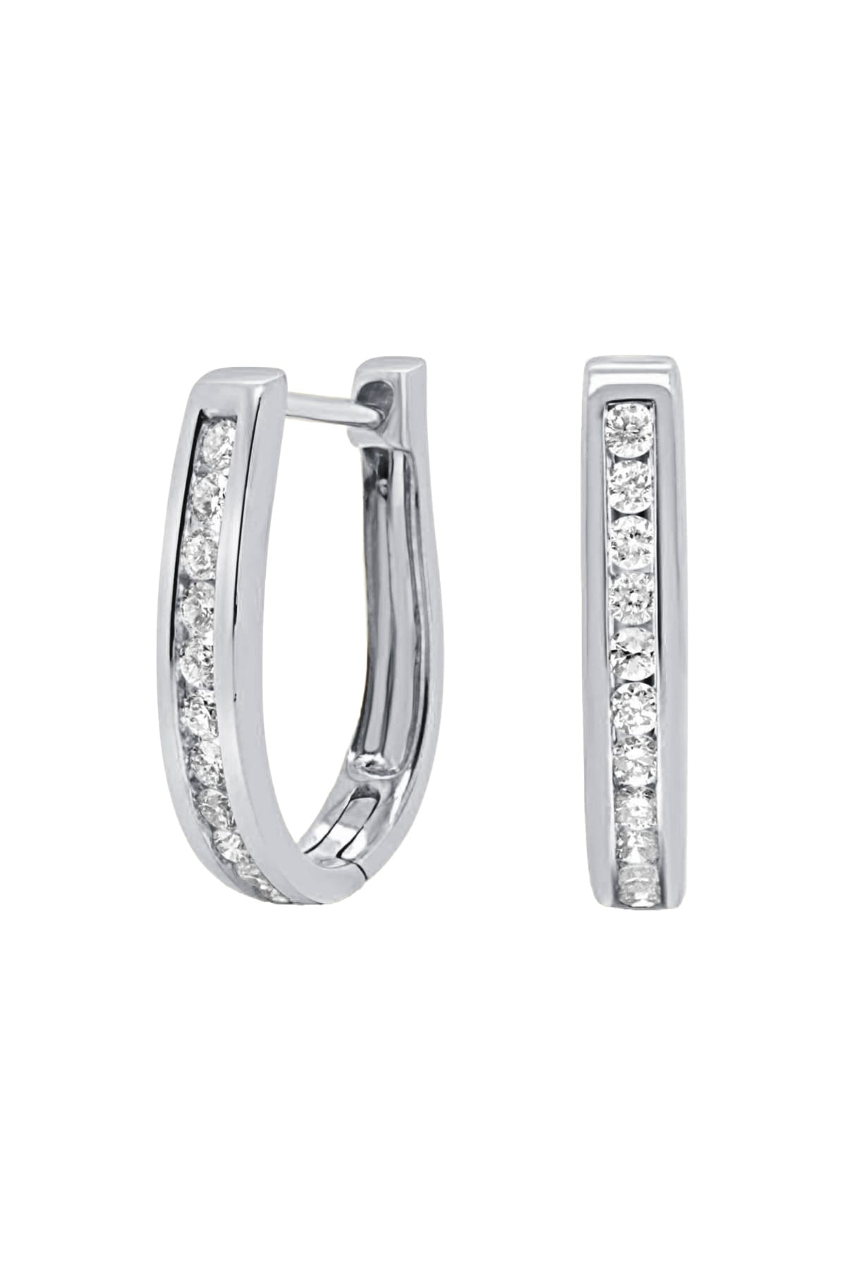 White gold diamond huggie on sale earrings