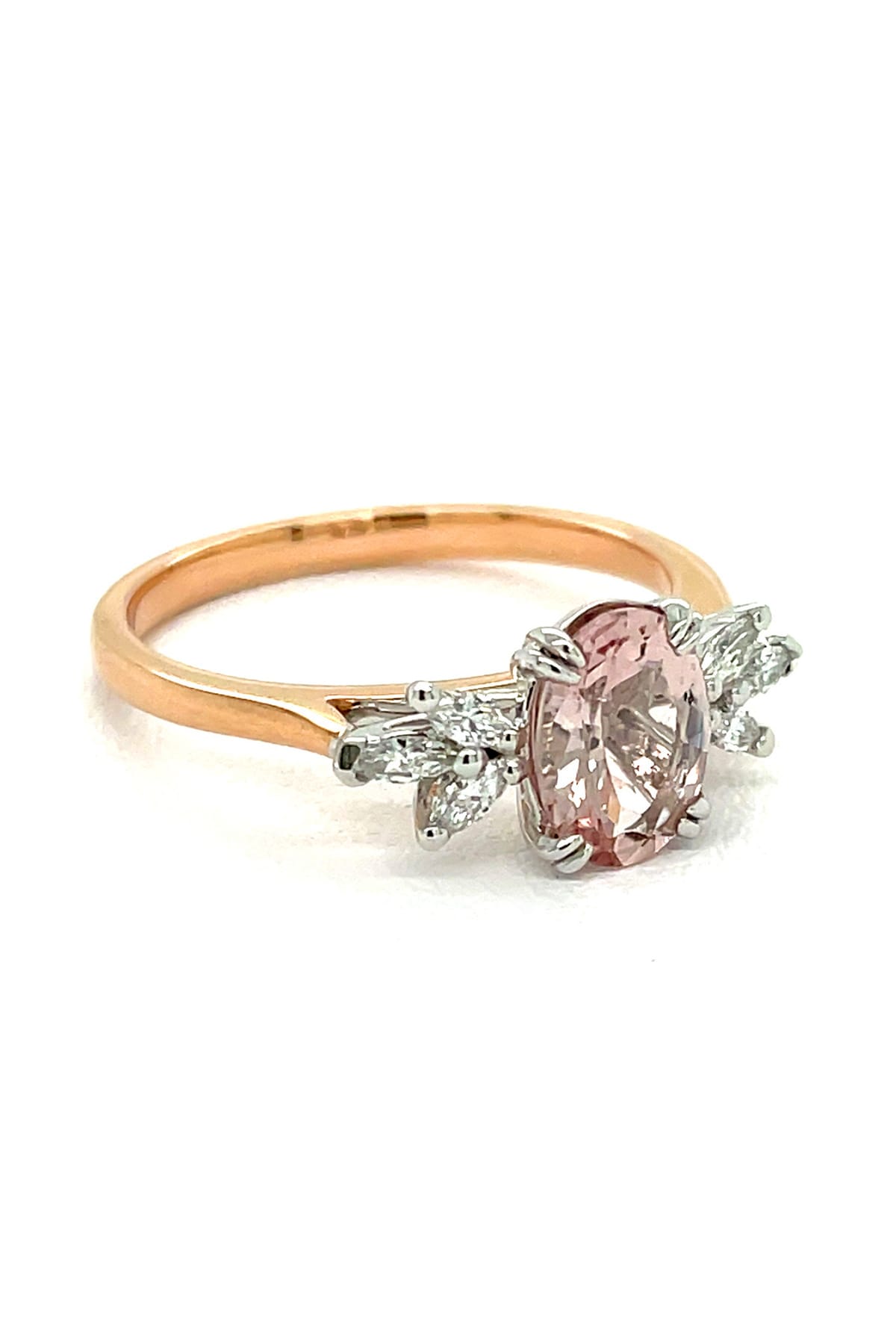 Oval Morganite And Diamond Dress Ring available at LeGassick Diamonds and Jewellery Gold Coast, Australia.