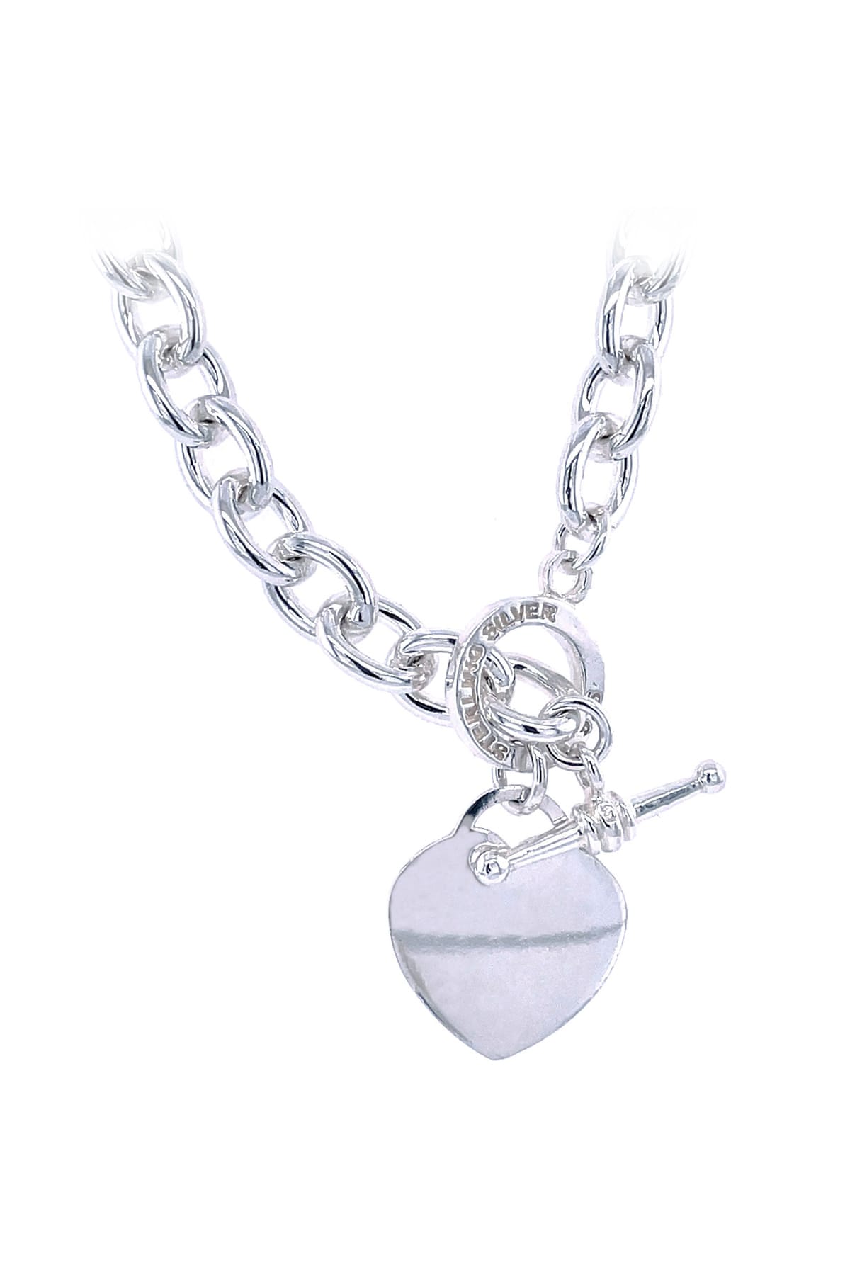 Sterling Silver Oval Cable Necklet With Heart Clasp at LeGassick Jewellers Gold Coast, Australia