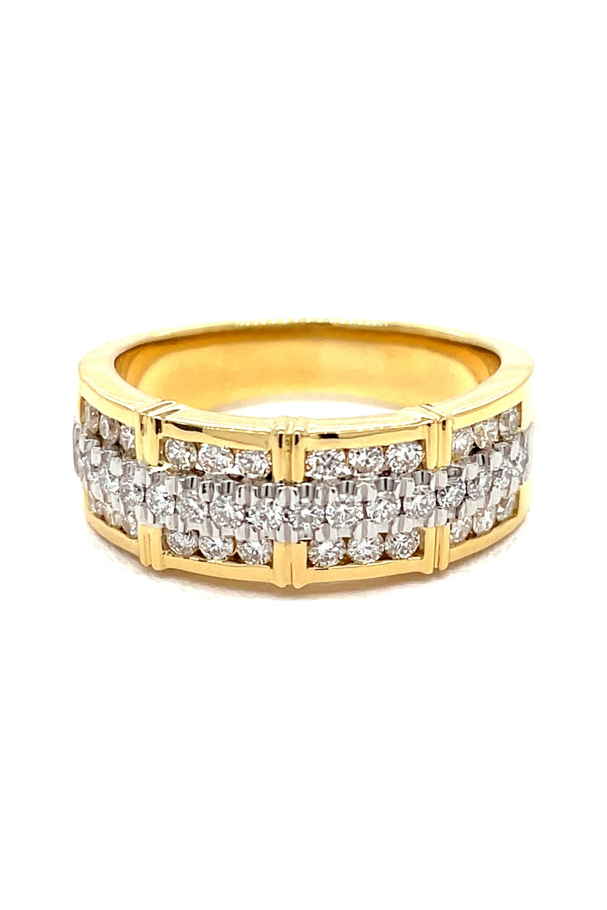 Square Set Diamond Ring In Yellow And White Gold available at LeGassick Diamonds and Jewellery Gold Coast, Australia.