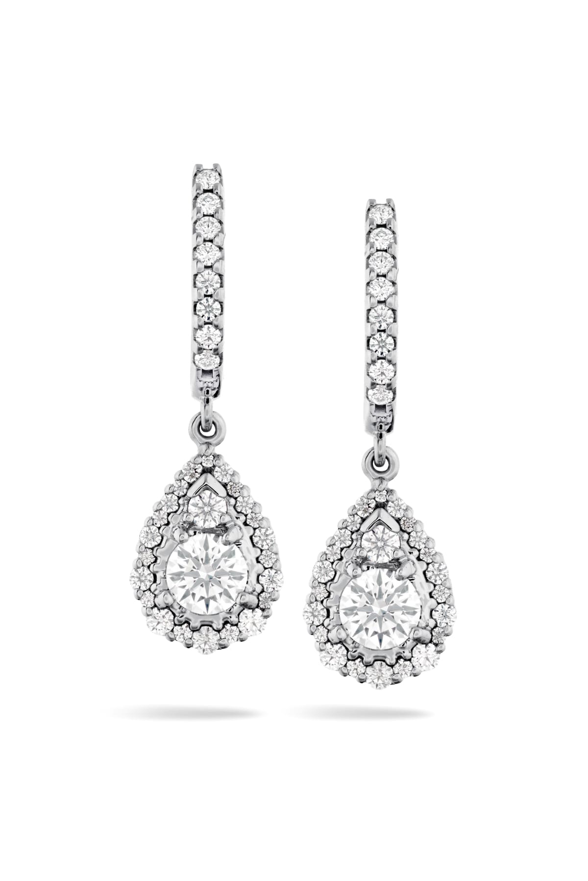 Teardrop Halo Drop Earrings From Hearts On Fire available at LeGassick Diamonds and Jewellery Gold Coast, Australia.